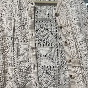 Massimo Dutti Cream crochet Knit Sweater
